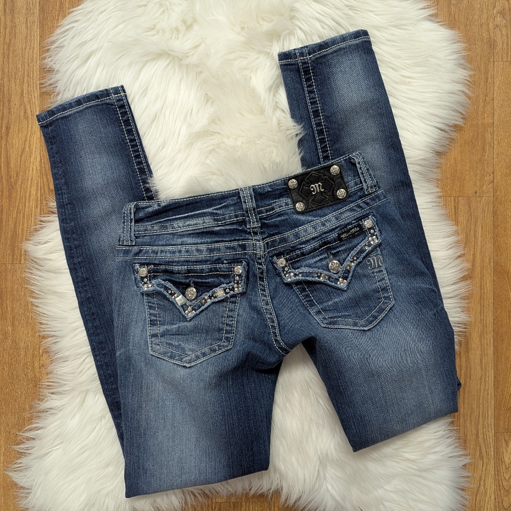Miss Me JP5755S Skinny Jeans With Stud And Gem Bling - Picture 2 of 2